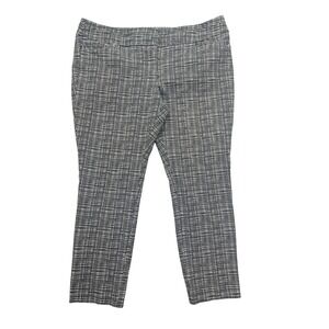 LOFT Marisa Skinny‎ Dress Pants Career Plaid Stretch Black White 12 Fits 34"